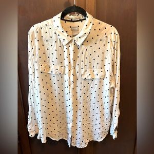 Chicos Long sleeve Pink with Black Polka-dot Button Down Blouse - Size 20-22